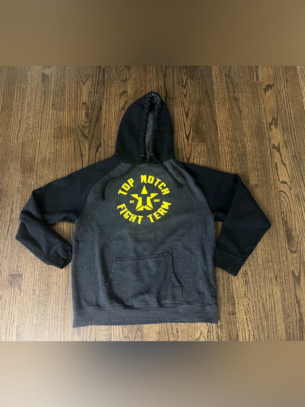 Top Notch Fight Team Hoodie - Black & Yellow Graphic
